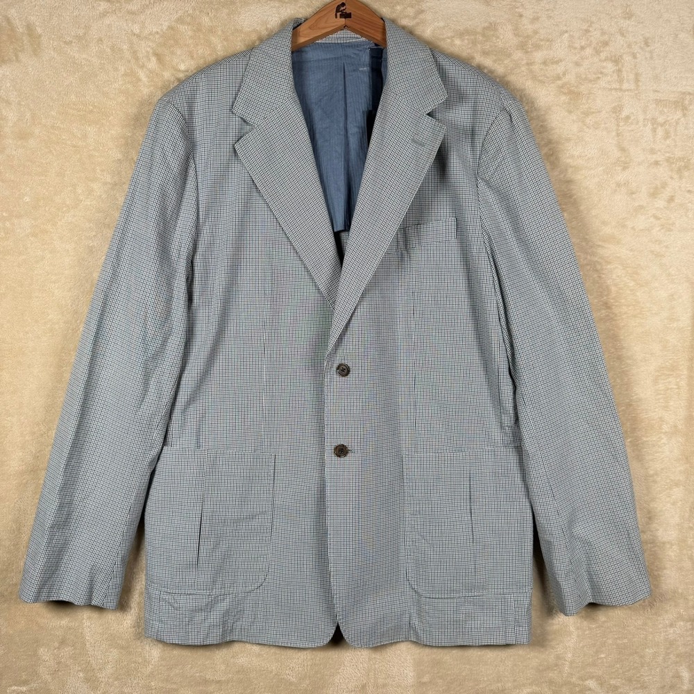 MARTIN + OSA‎ NWT Mens Blue Gingham Plaid Blazer Size 48 Lt Weight Casual Formal
